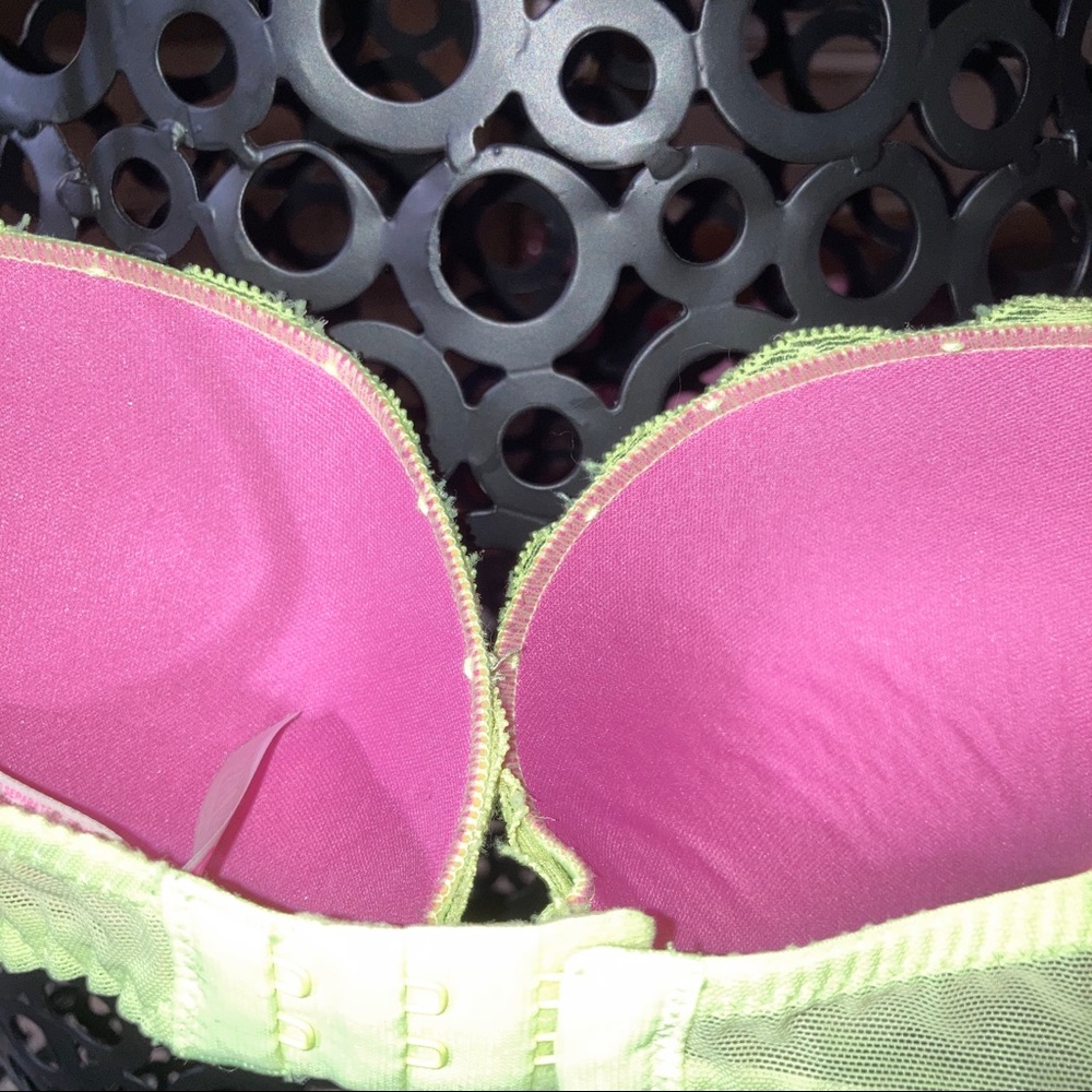 Victoria’s Secret PINK lime green Date Push-up Pigeonnant bra 32B - Picture 9 of 14